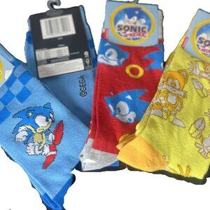 RETRO SONIC THE HEDGEHOG CREW SOCKS, MEN 8-12, WOMEN 5-10, 3PK SOCK,